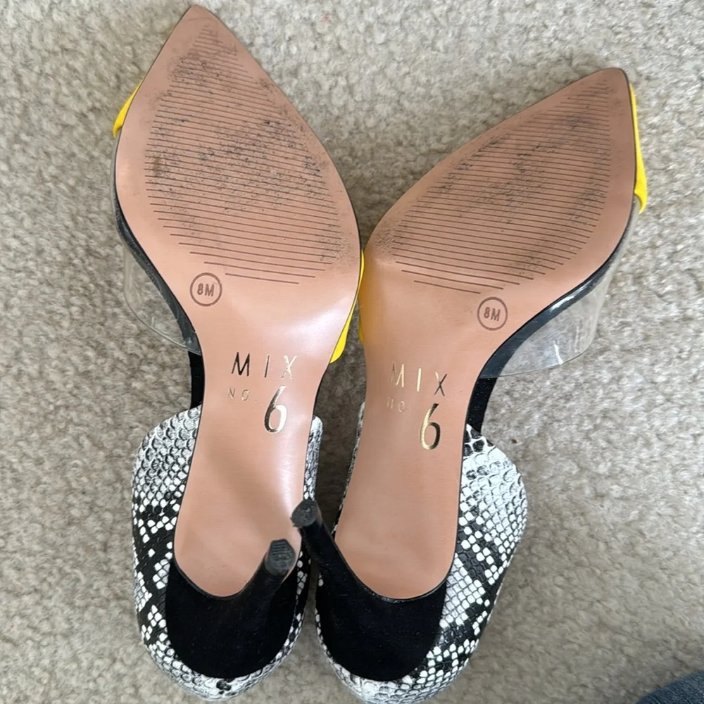 Mix No. 6 yellow suede python stiletto pumps - Picture 6 of 8